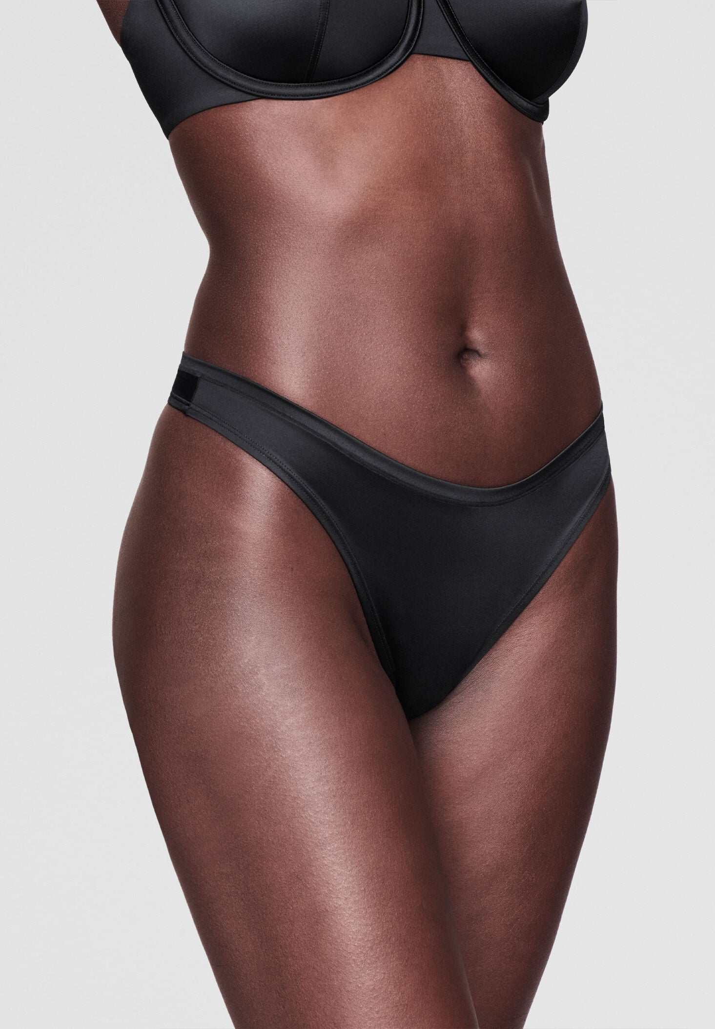 The Thong - Satin, BLACK SHINE, alternate image number 3