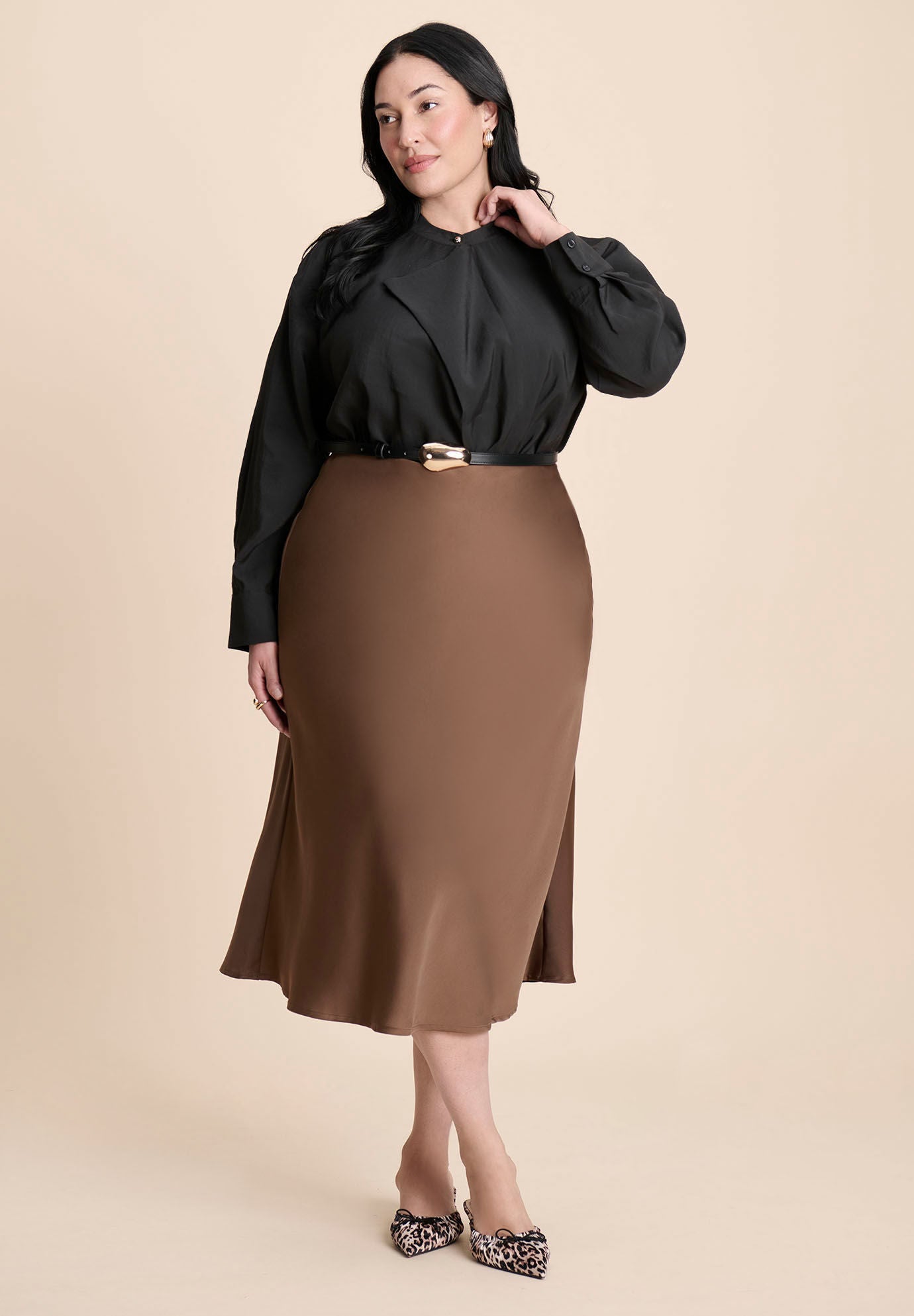 Organic Plaque Buckle Belt, BLACK, on-hover image number 1