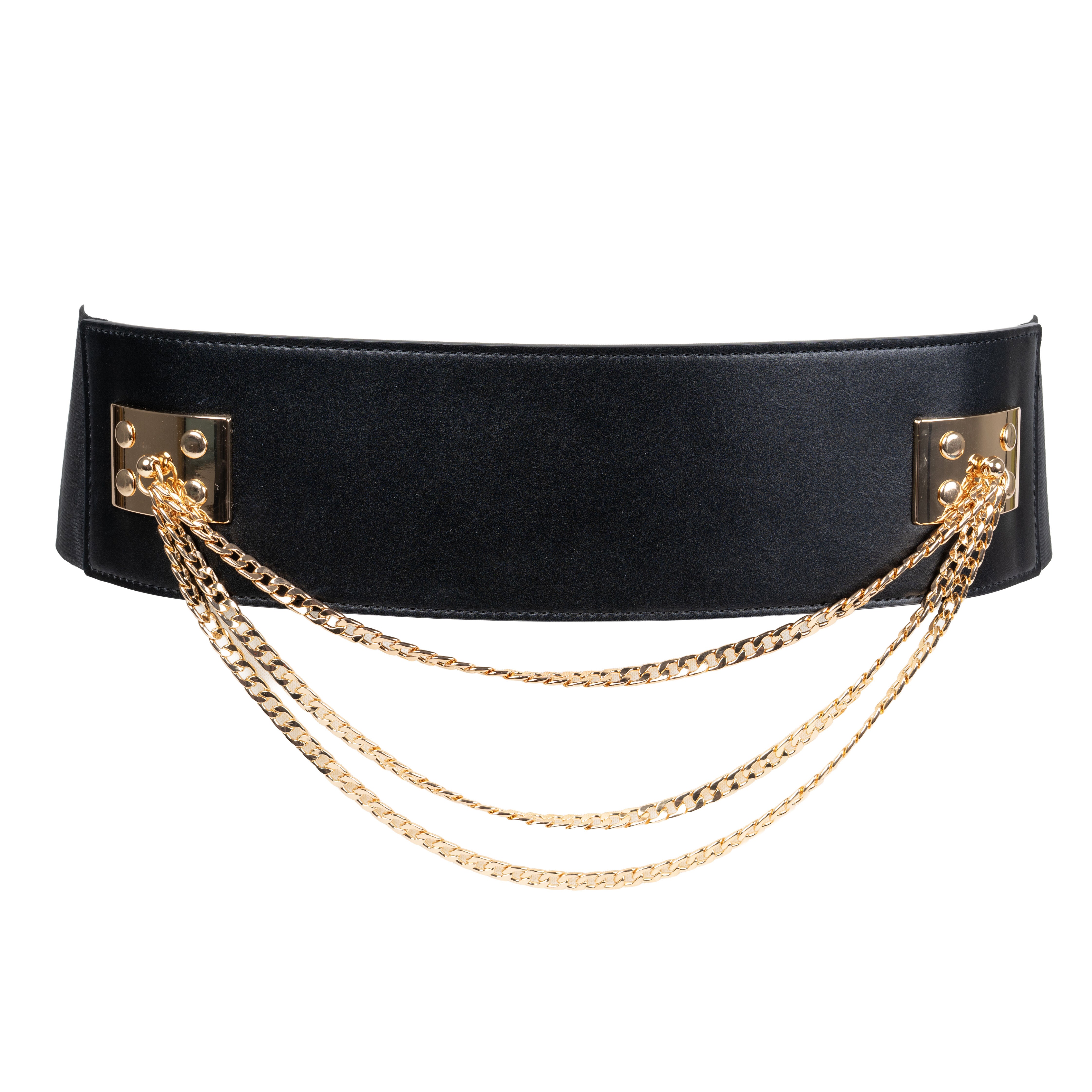 Wide Waist Chain Belt, BLACK ONYX, alternate image number 2