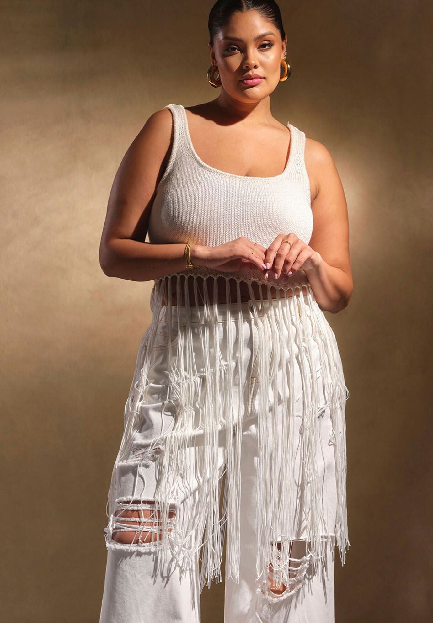 Fringe Sweater Tank | Eloquii
