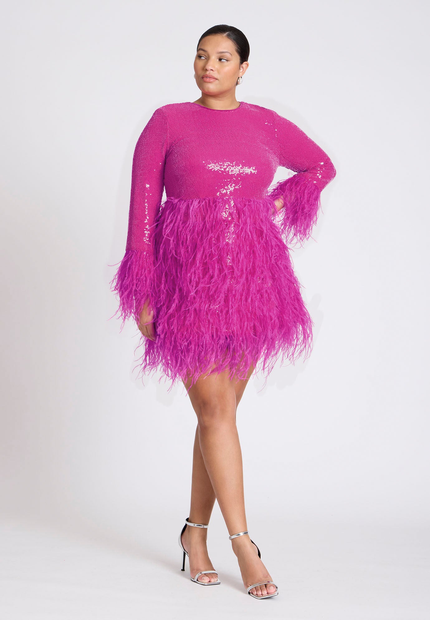 ELOQUII x kate spade new york Sequin And Feather Mini Dress Eloquii
