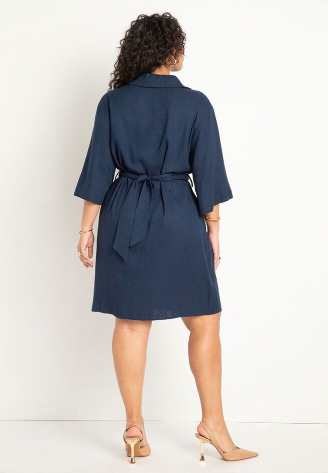 Linen Blend Workwear Shirtdress, , alternate image number null