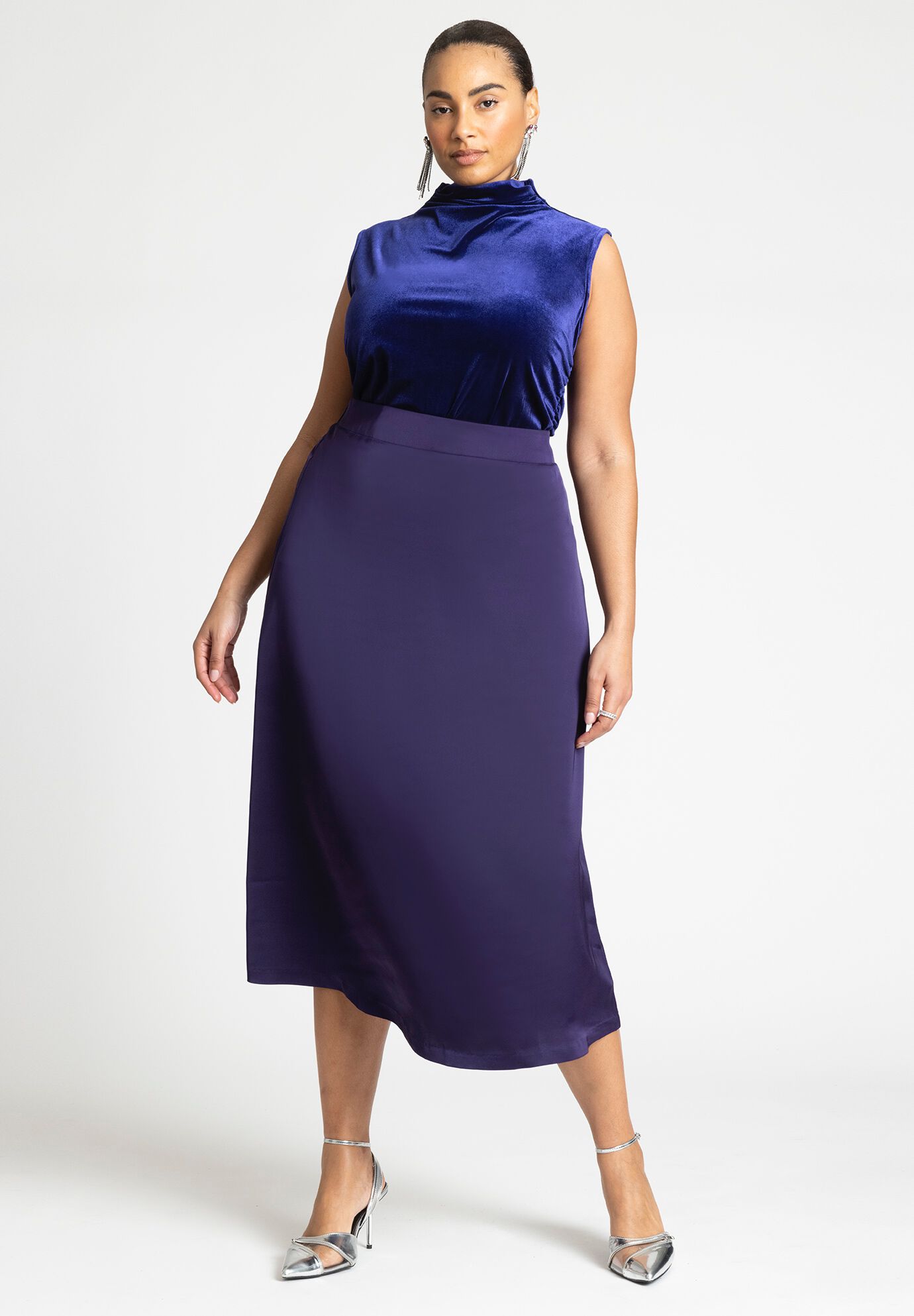 Long Satin Midi Skirt Eloquii
