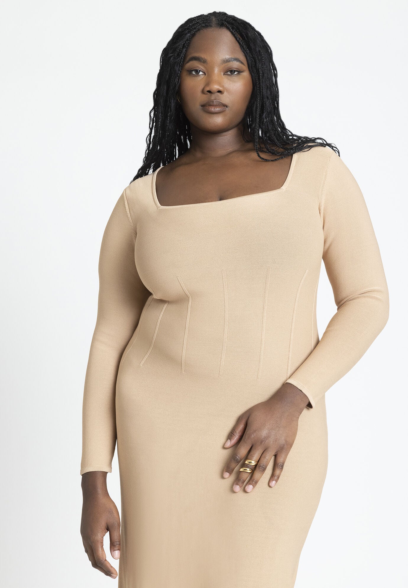 Long Sleeve Sweater Dress with Pleat Hem Bodycon 4502548 Eloquii