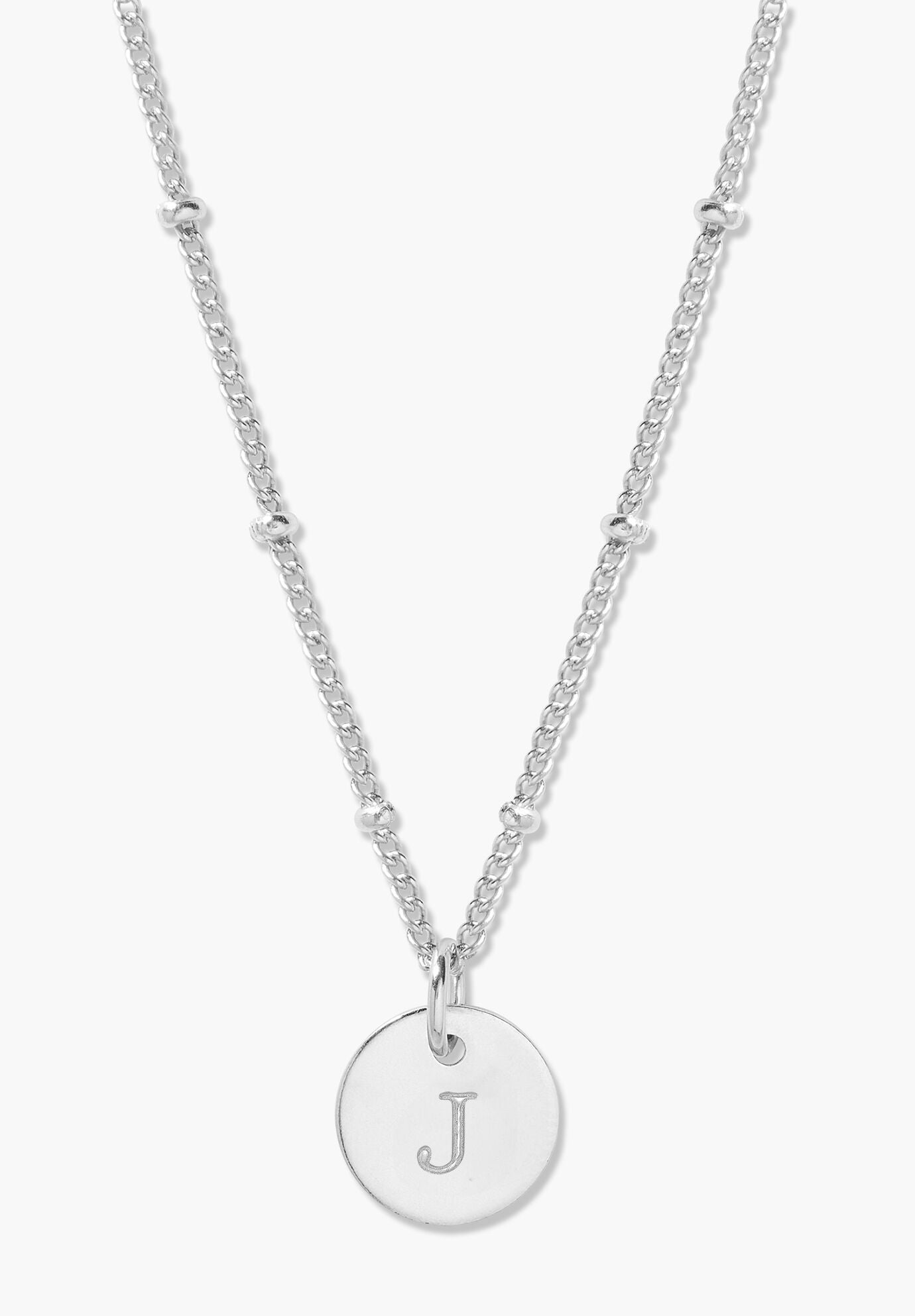 Madeline Silver Initial Pendant, J, hi-res image number 0