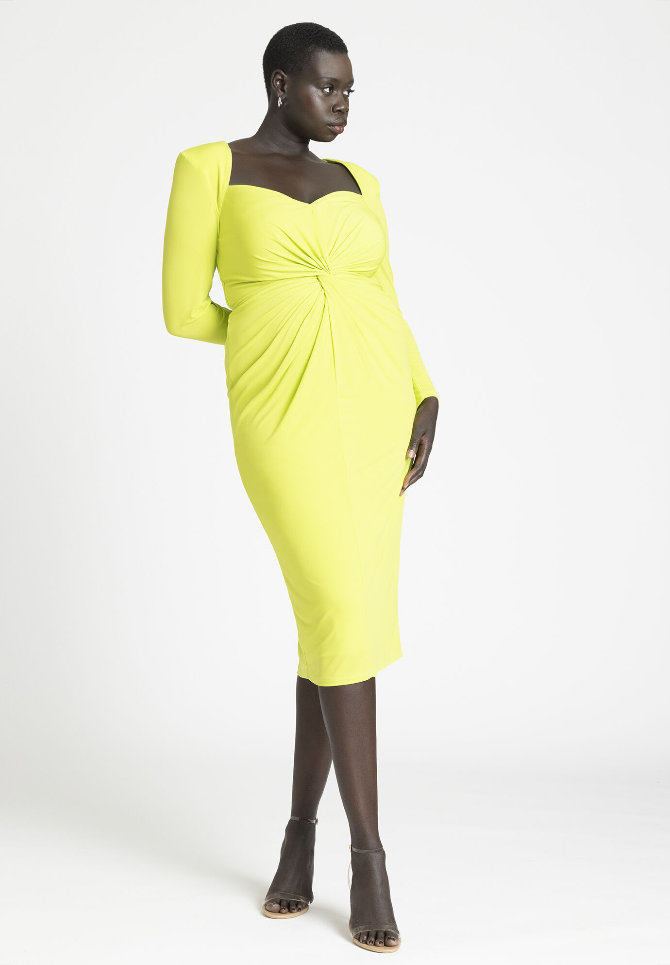 Plus Size Fitted Sweetheart Midi Dress