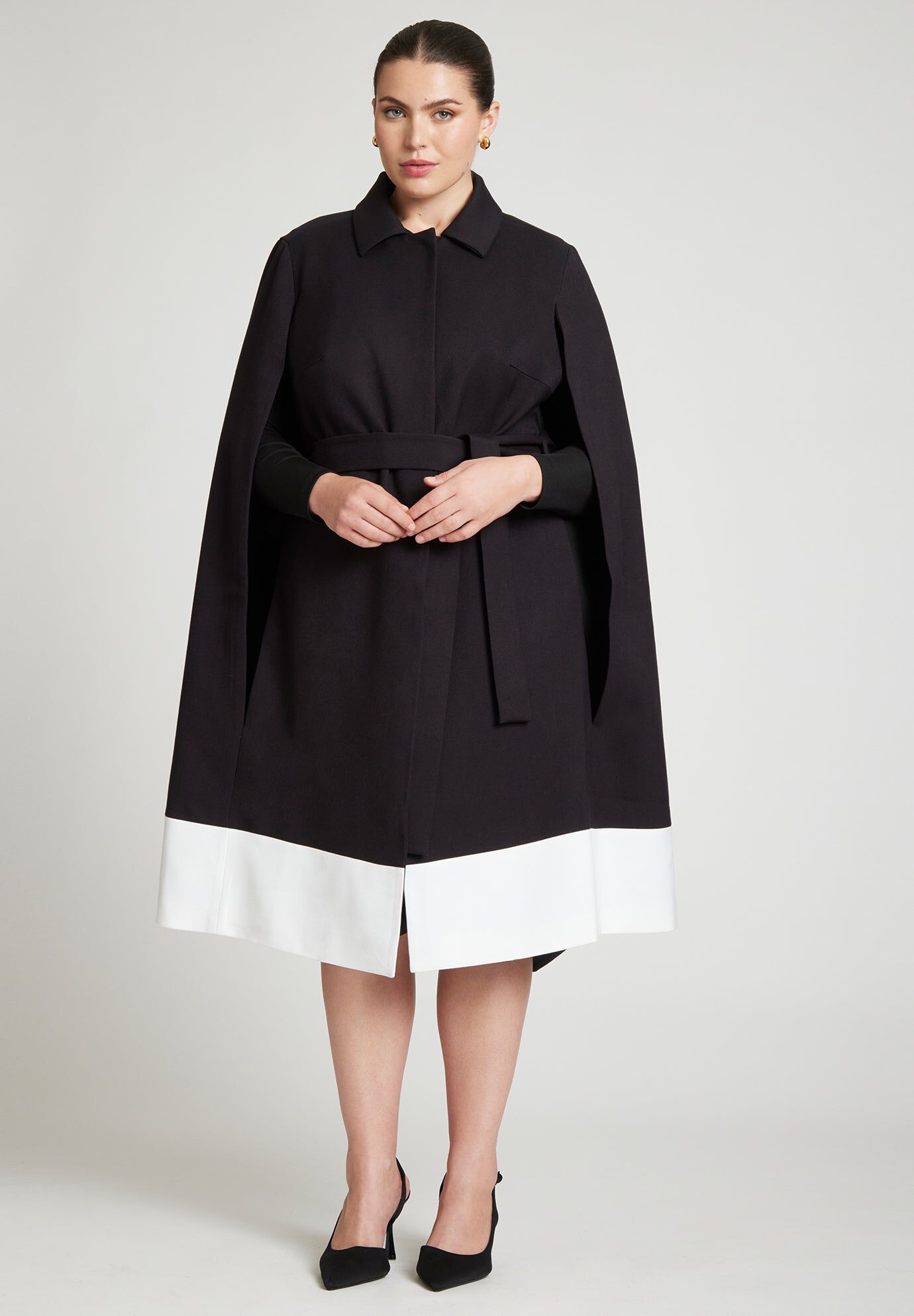 Colorblock Cape Coat for Sizes 14-32, 4477486 | ELOQUII