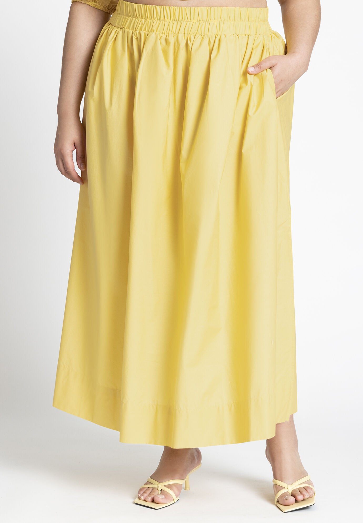 Eloquii Women s Plus Size Poplin Maxi Skirt with Side Slits 20 Riviera
