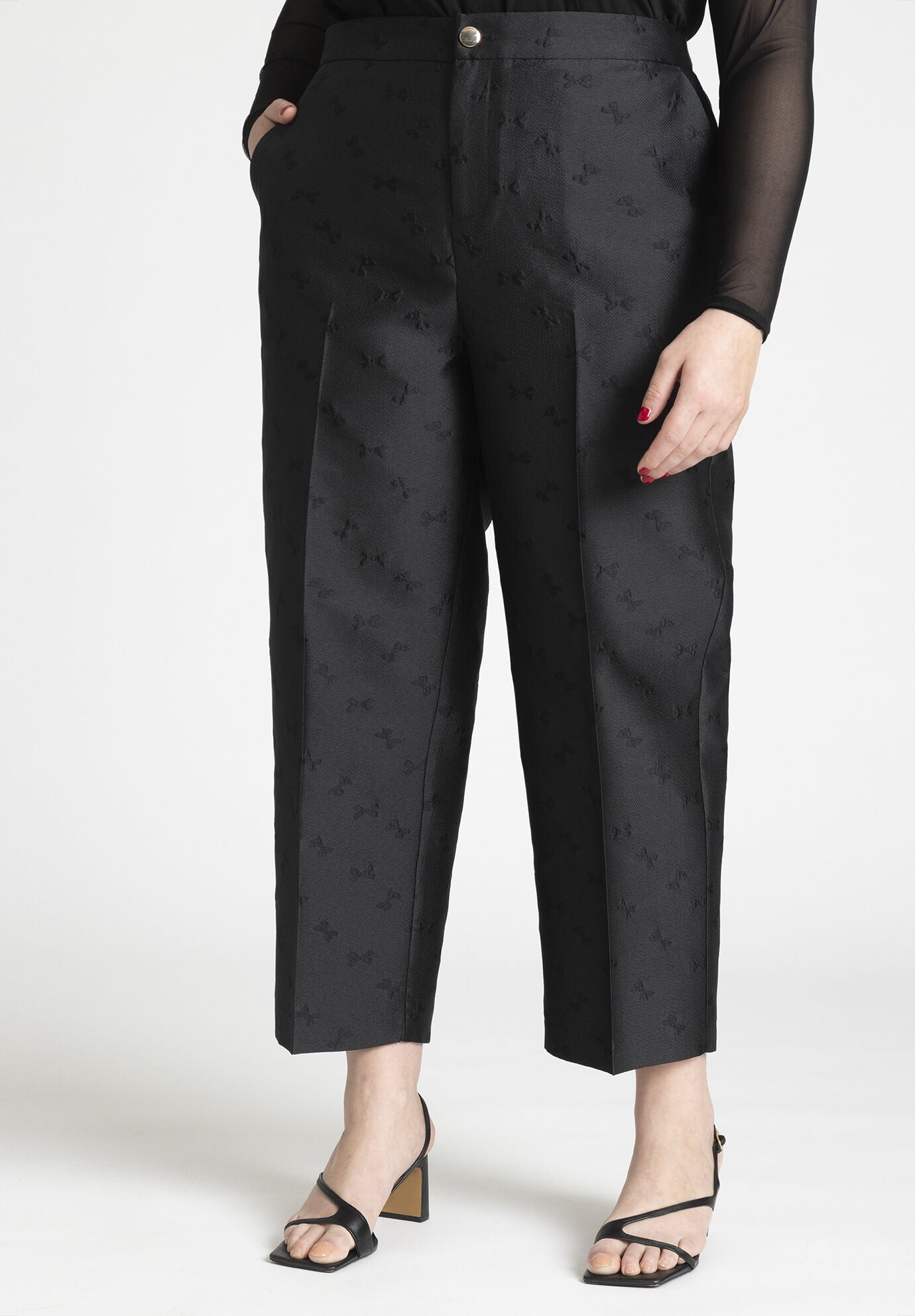 通販サイト一覧 Jacquard Rise High Tailored Ankle Eloquii | 4480109 Pant, パンツ