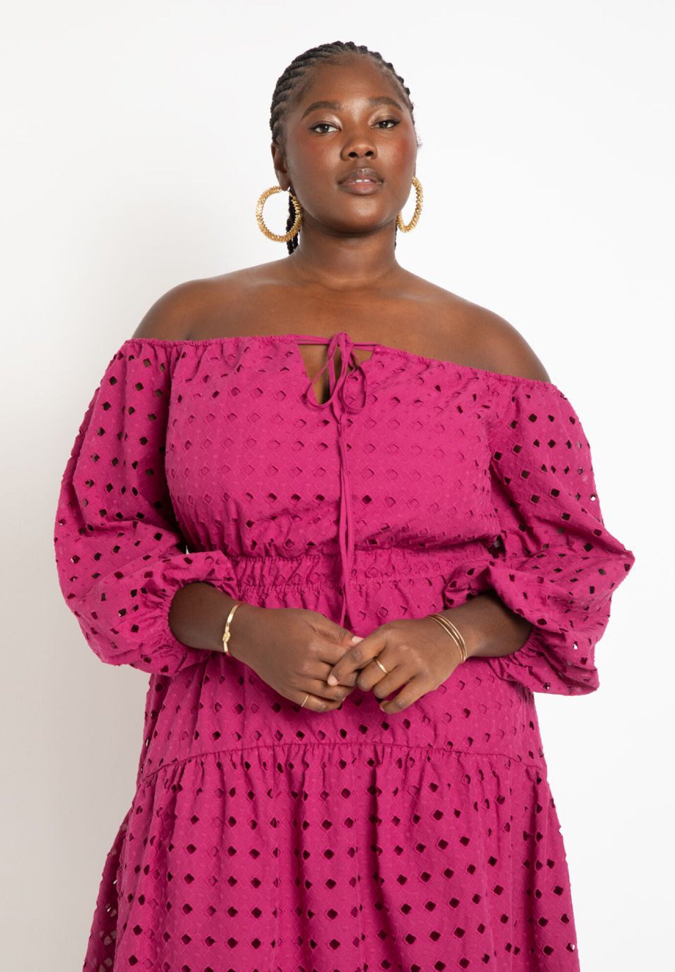 Eyelet off 2025 the shoulder dress