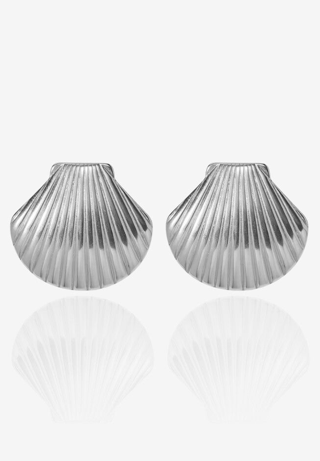 Ariel Seashell Stud Earrings, SILVER, hi-res image number null