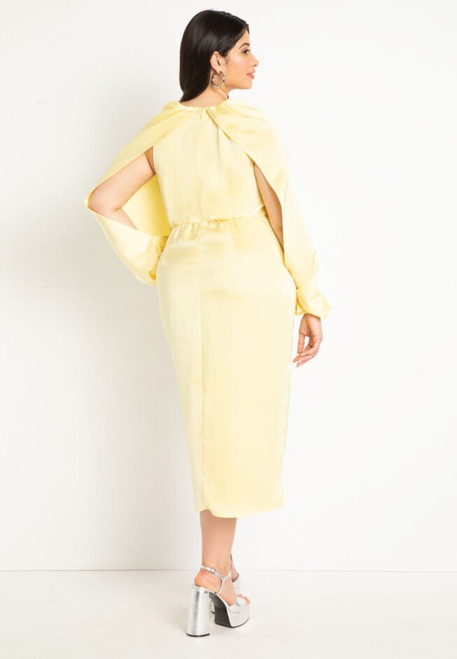 Overlay Sleeve Satin Dress, , on-hover image number null