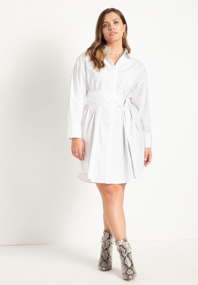 Relaxed Shirtdress with Belt, TRUE WHITE, hi-res image number null