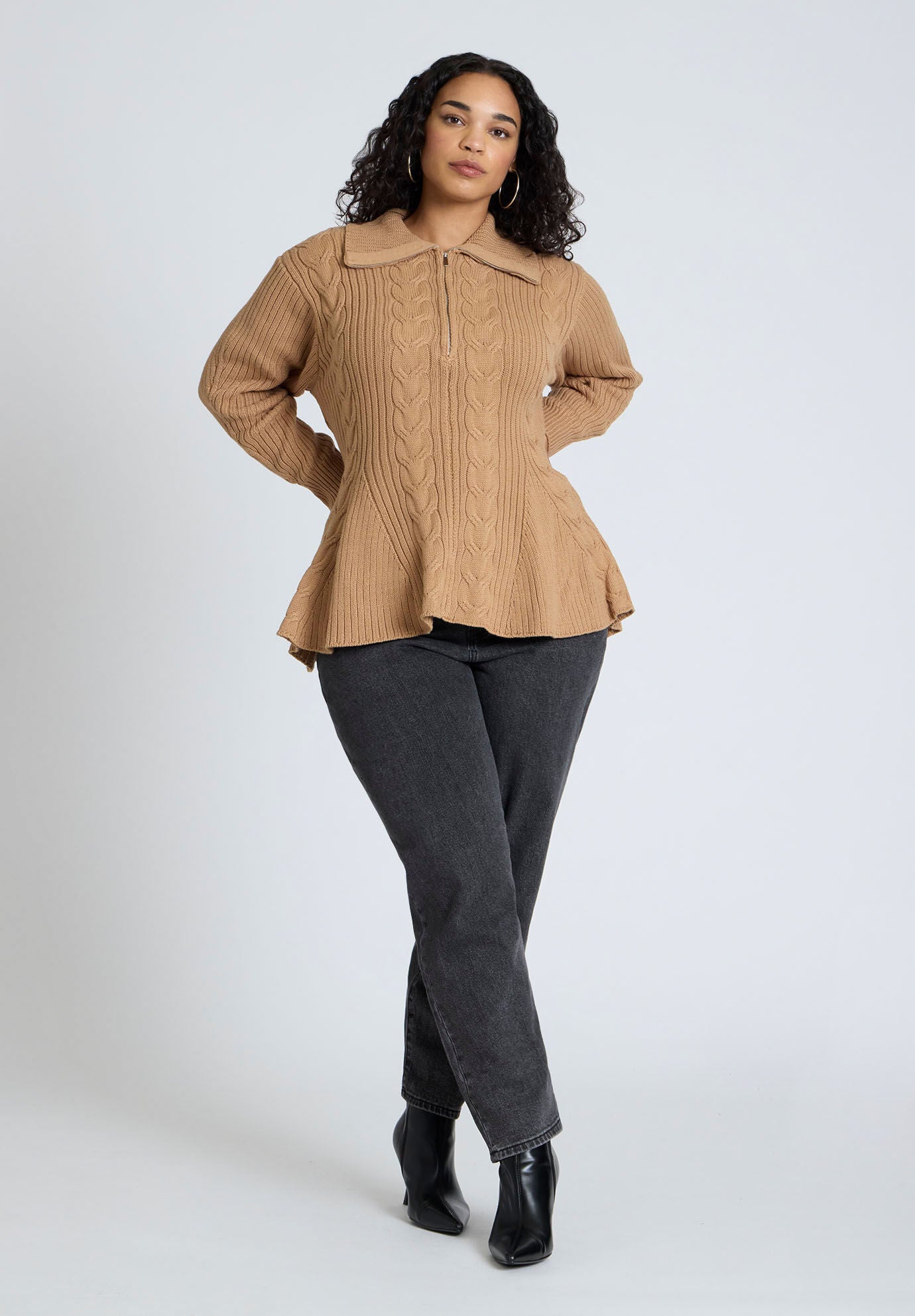 Peplum Zipper Sweater | Eloquii