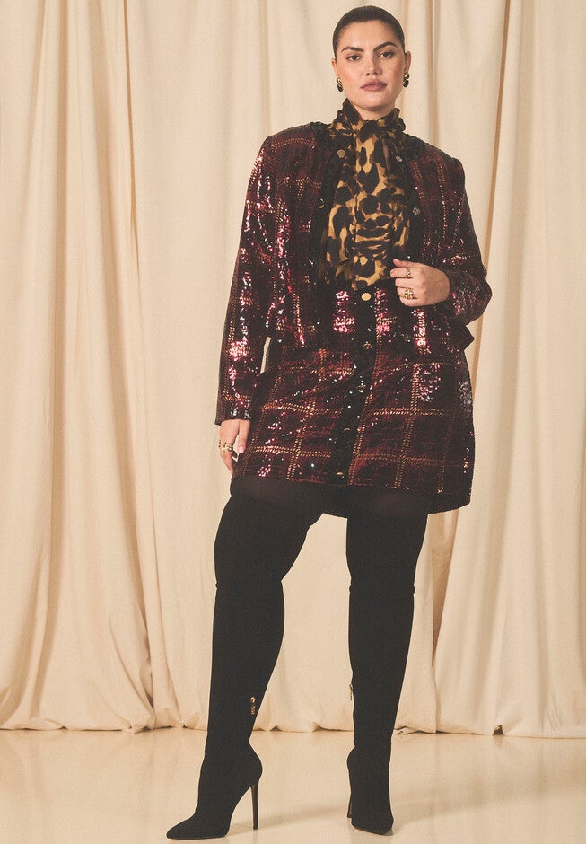 Plaid Sequin Skirt, , alternate image number null