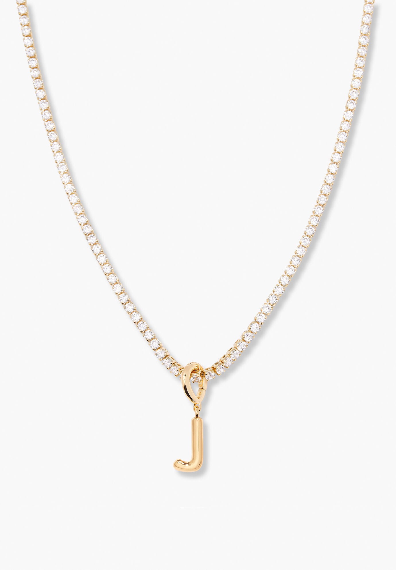 Isabella Mini Tennis Initial Necklace, J, hi-res image number 0