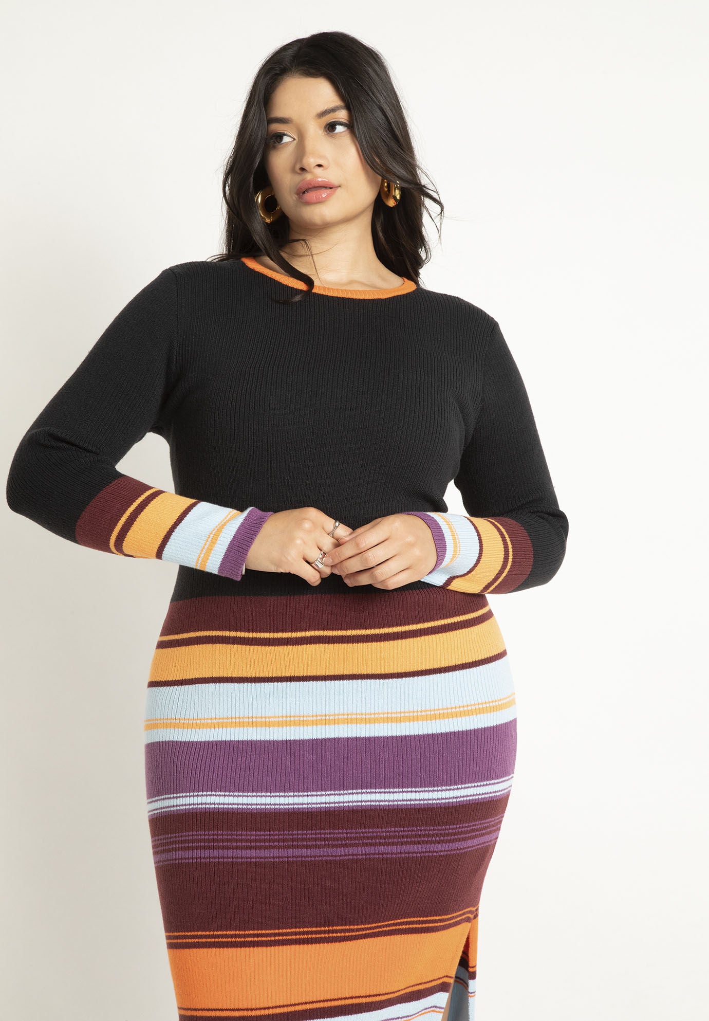 Curvy Storme Striped Sweater Dress