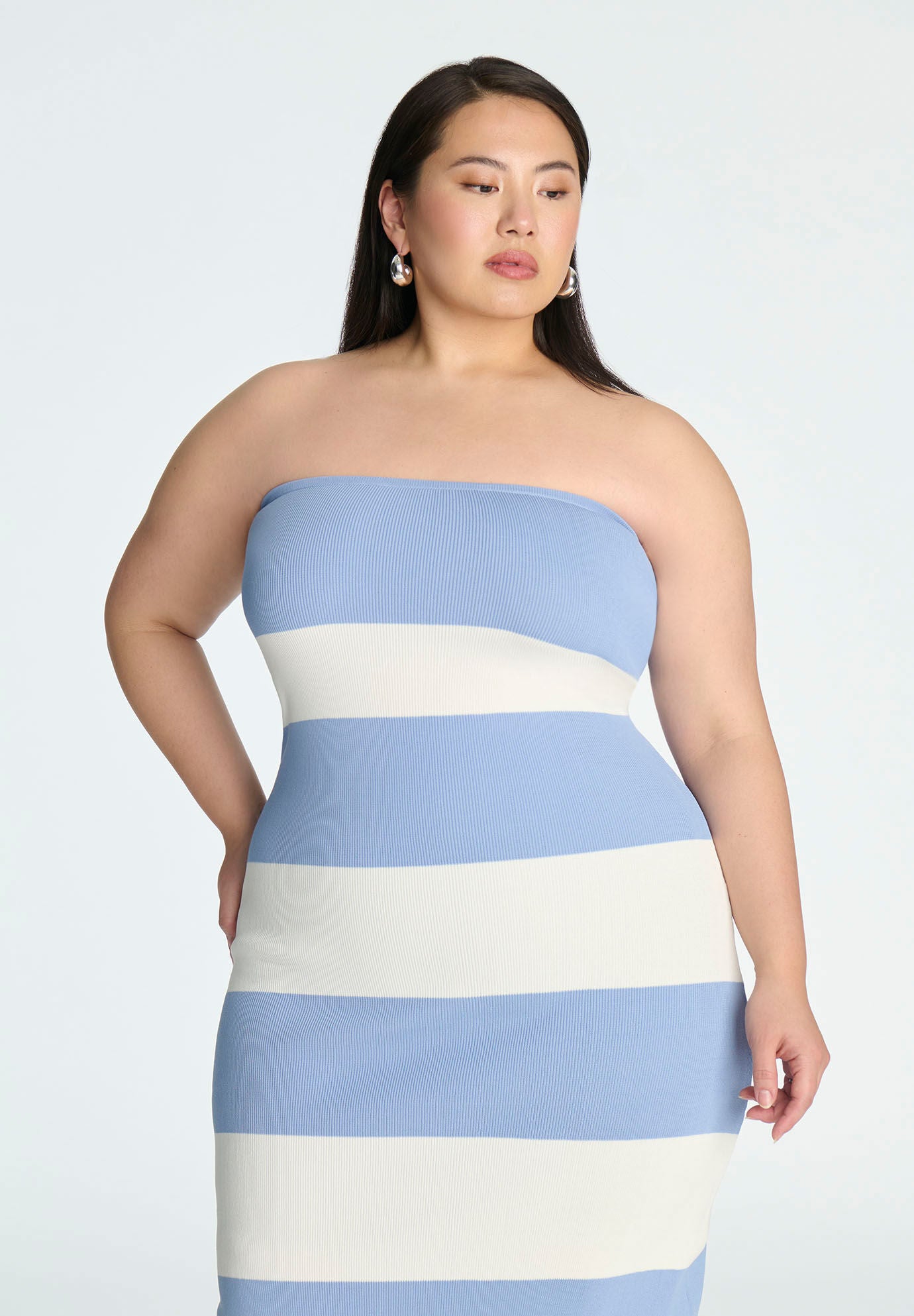 Women's Knit Tube Dress - Snug Fit, Harbor Stripe | Eloquii Women's Knit Tube Dress - Snug Fit, Harbor Stripe | Eloquii