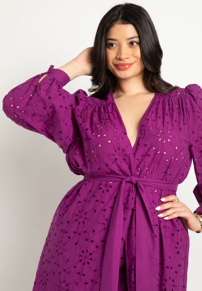 Long Coverup Duster with Puff Sleeve, , alternate image number null