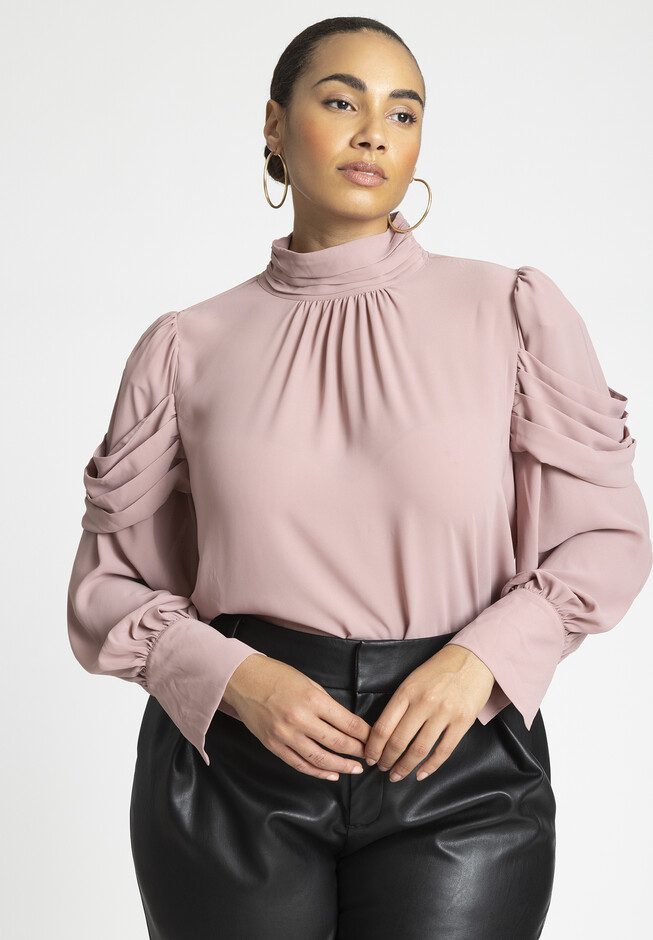 Eloquii Womens Best Selling Tops  Bow Blouse With Flutter Sleeve