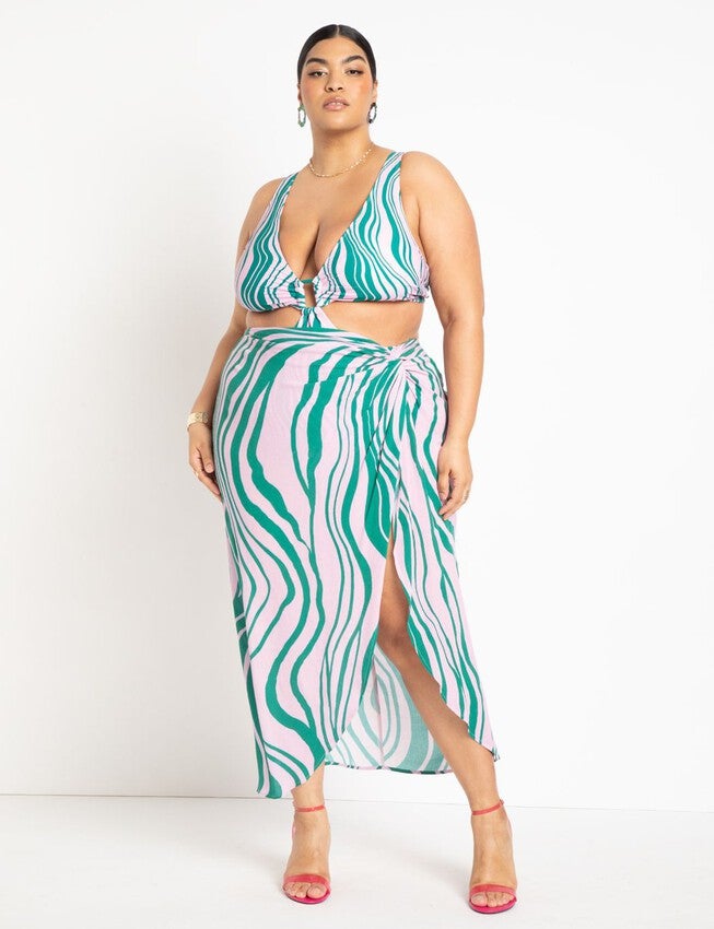Gabi Fresh Swim x ELOQUII Ring Front Cutout Swimsuit, SWIRL, alternate image number null