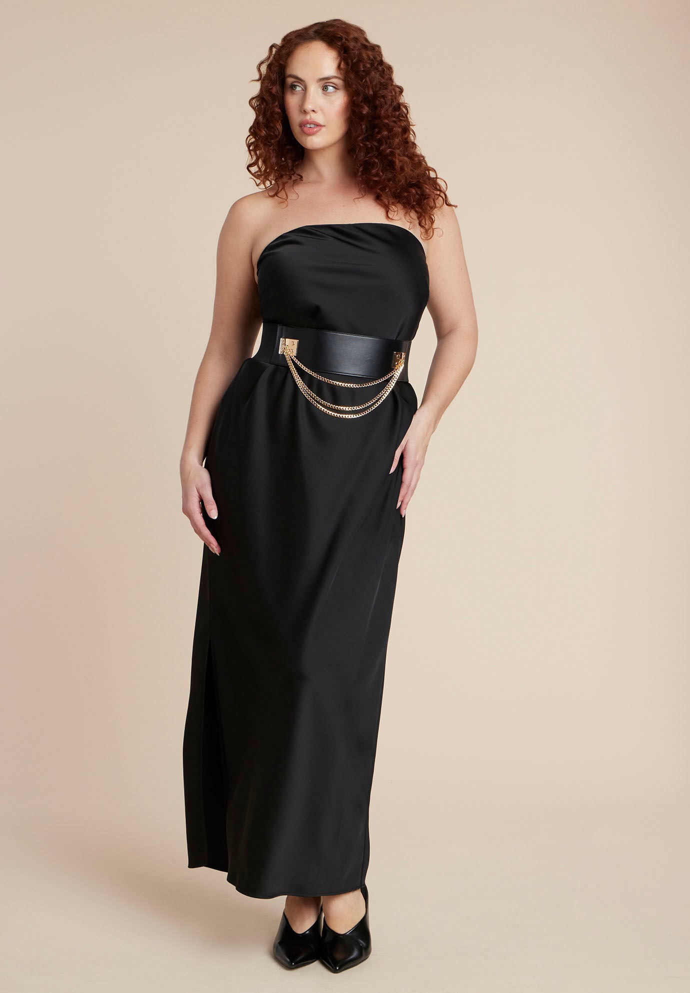 Wide Waist Chain Belt, BLACK ONYX, on-hover image number 1