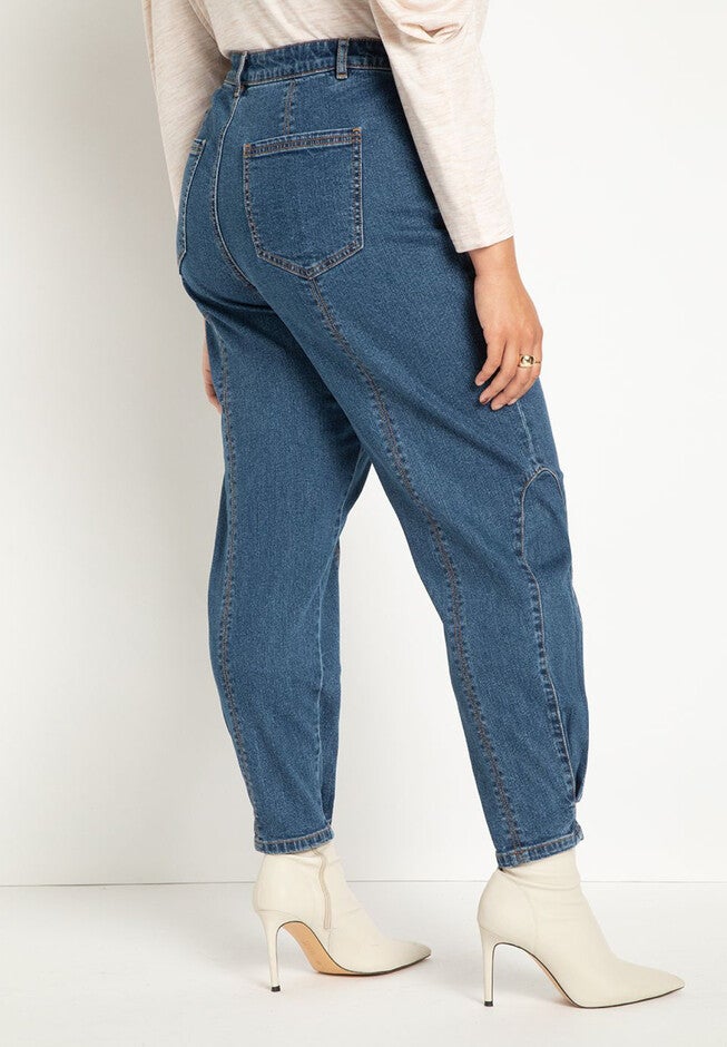 Button Front Barrel Leg Jean, , alternate image number null