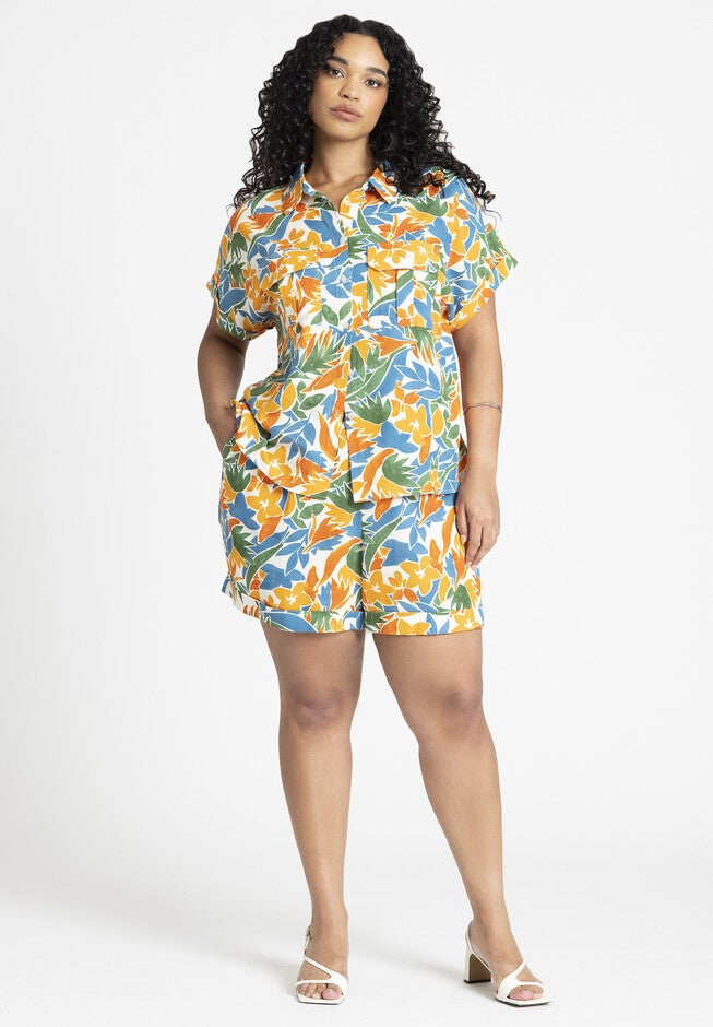 High Waisted Print Short, PRIMARY BOTANIC, alternate image number null