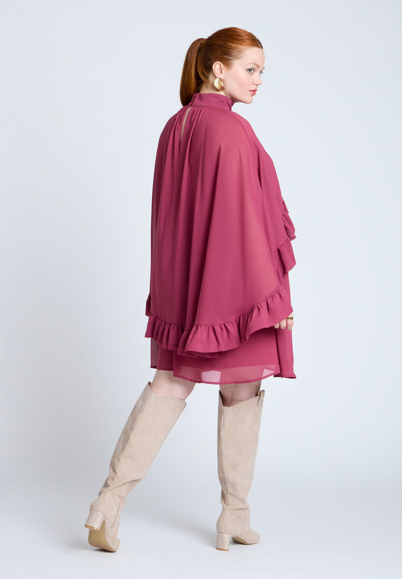 Cape Ruffle Mini Dress | Eloquii