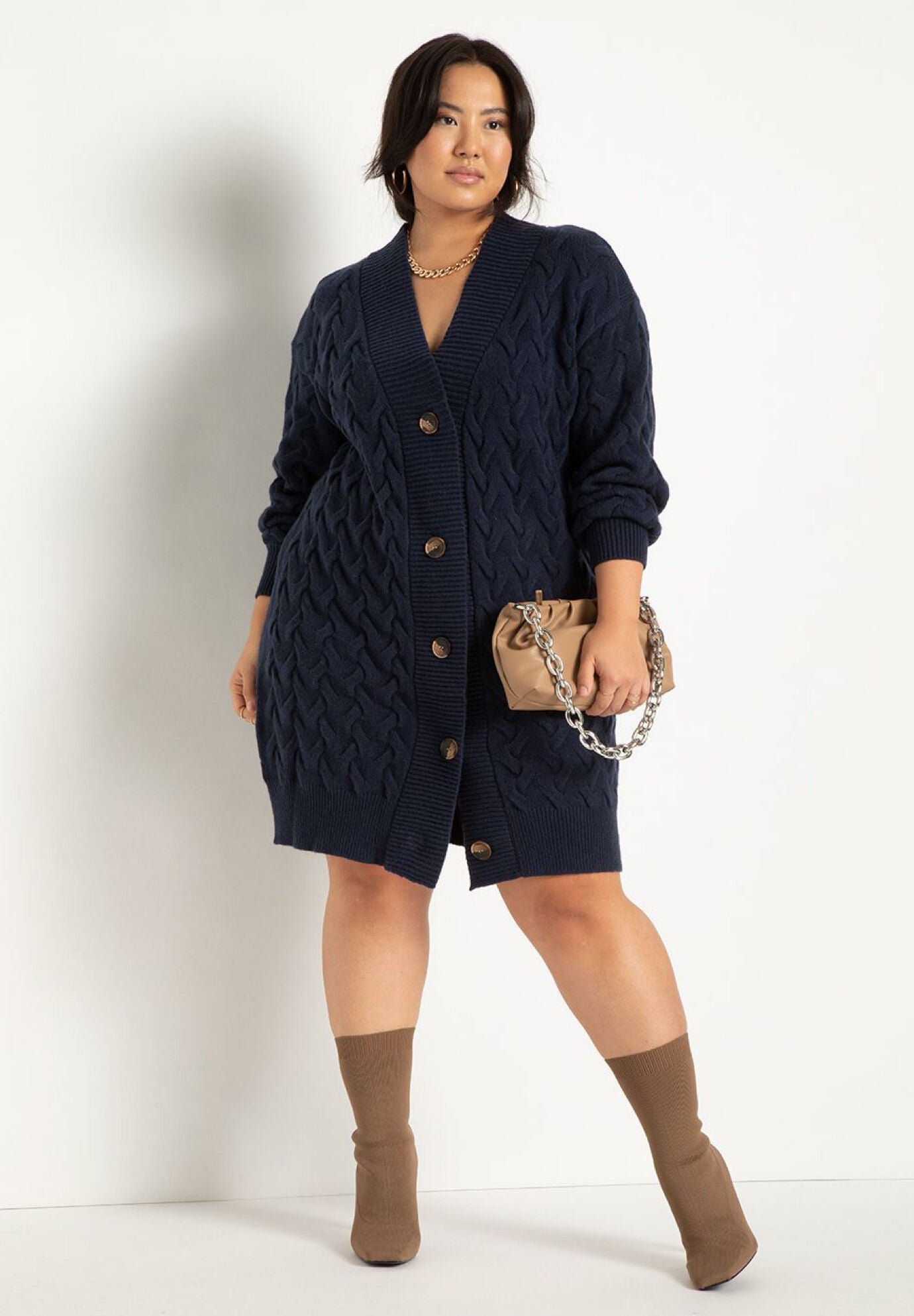 Fitted dress with cardigan deals