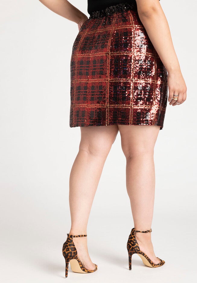 Plaid Sequin Skirt, , on-hover image number null