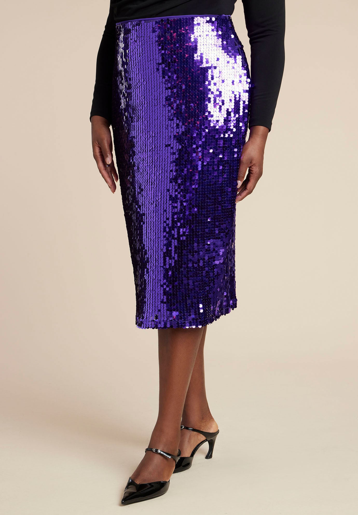 Sequin Pencil Skirt, MYSTIC PURPLE, on-hover image number 1