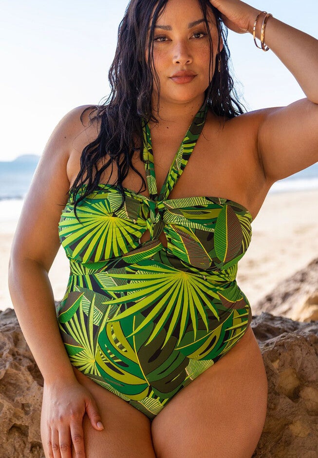 Braided Halter Swimsuit, PALM LIFE, hi-res image number null