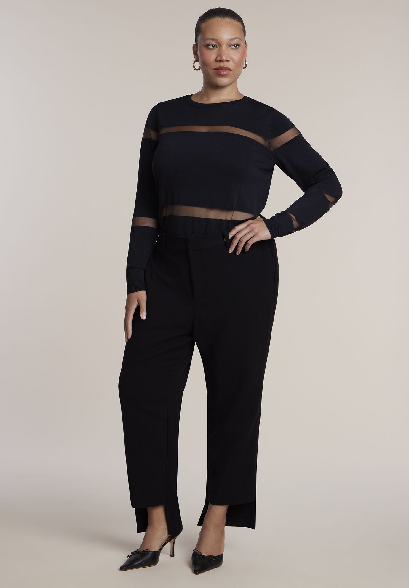 Step Hem High-Waist Trouser