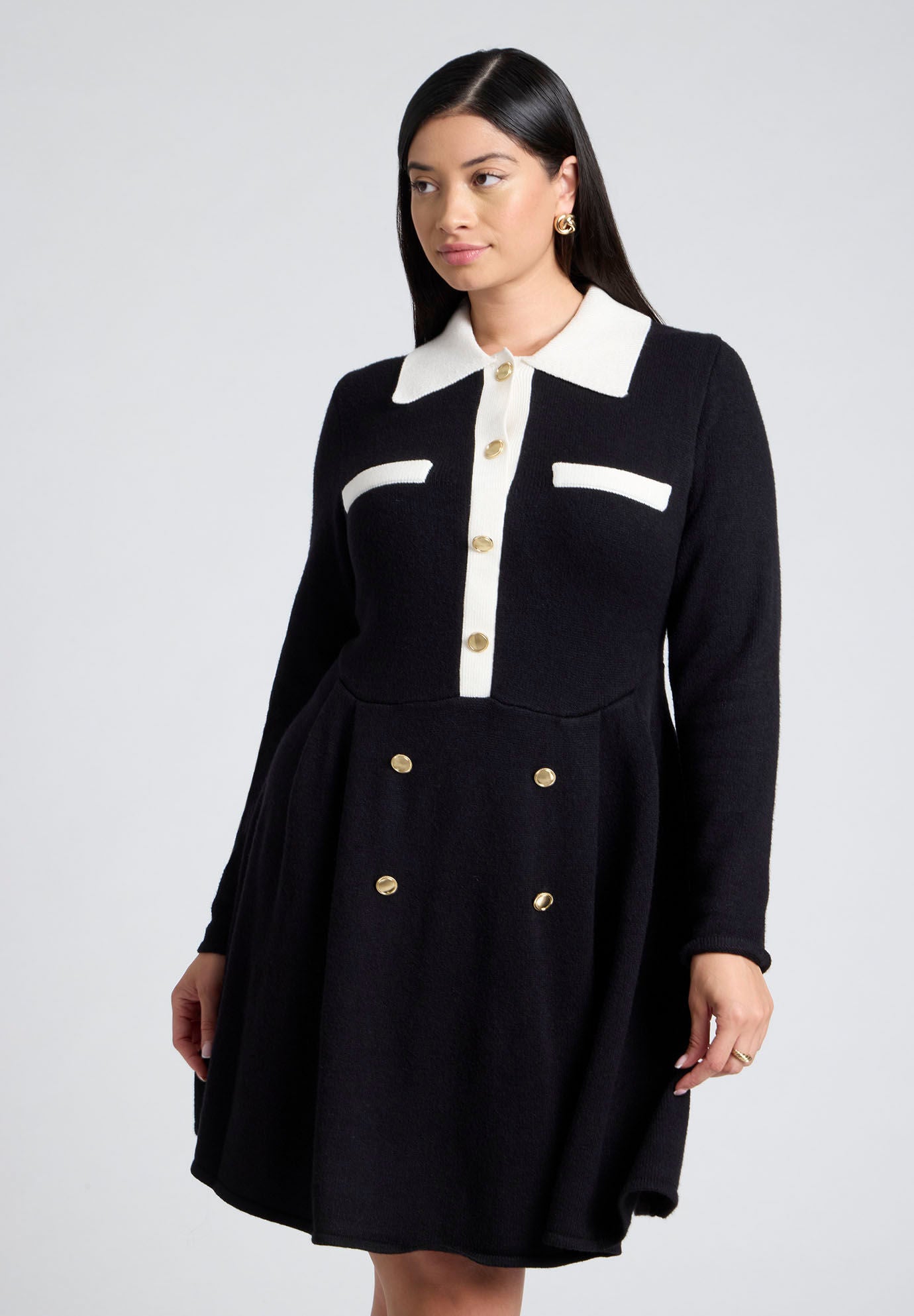 Collared Sweater Dress With Buttons Eloquii