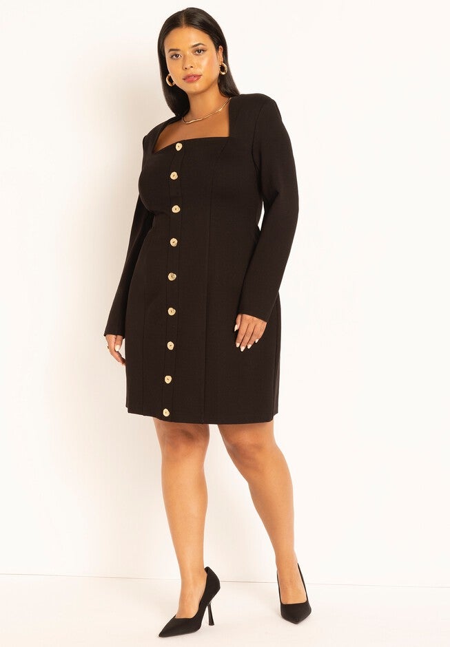 Strong Shoulder Mini Dress, BLACK OYNX, hi-res image number null