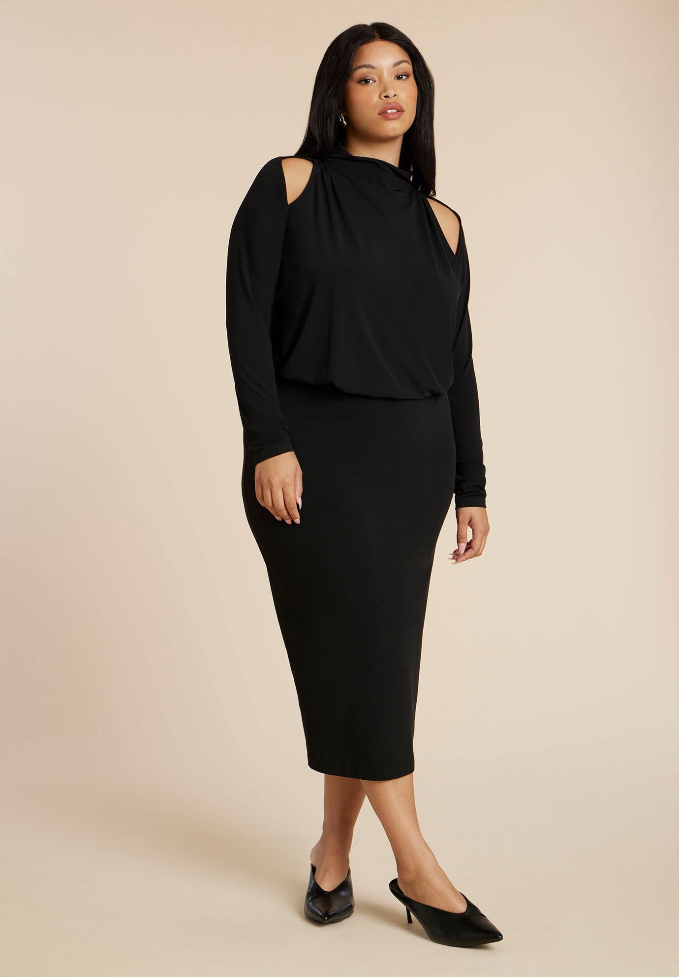 Faux Leather Tie Detail Dress | ELOQUII
