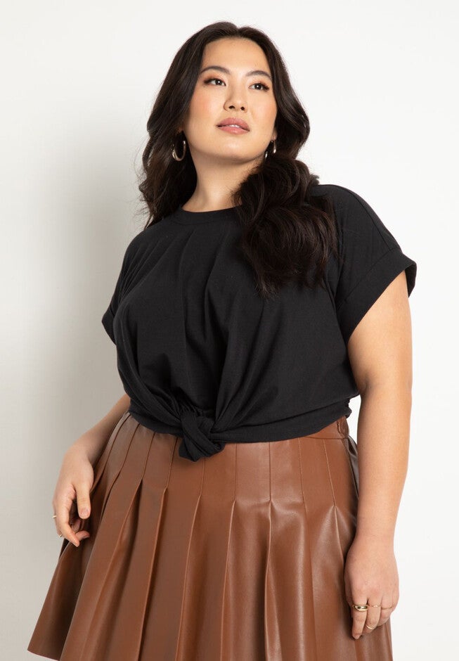 Knot Front Tee, BLACK, hi-res image number null