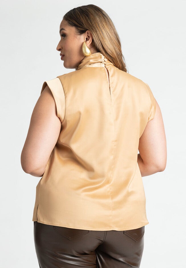 Mock Neck Top With Keyhole, ICED COFFEE, on-hover image number null