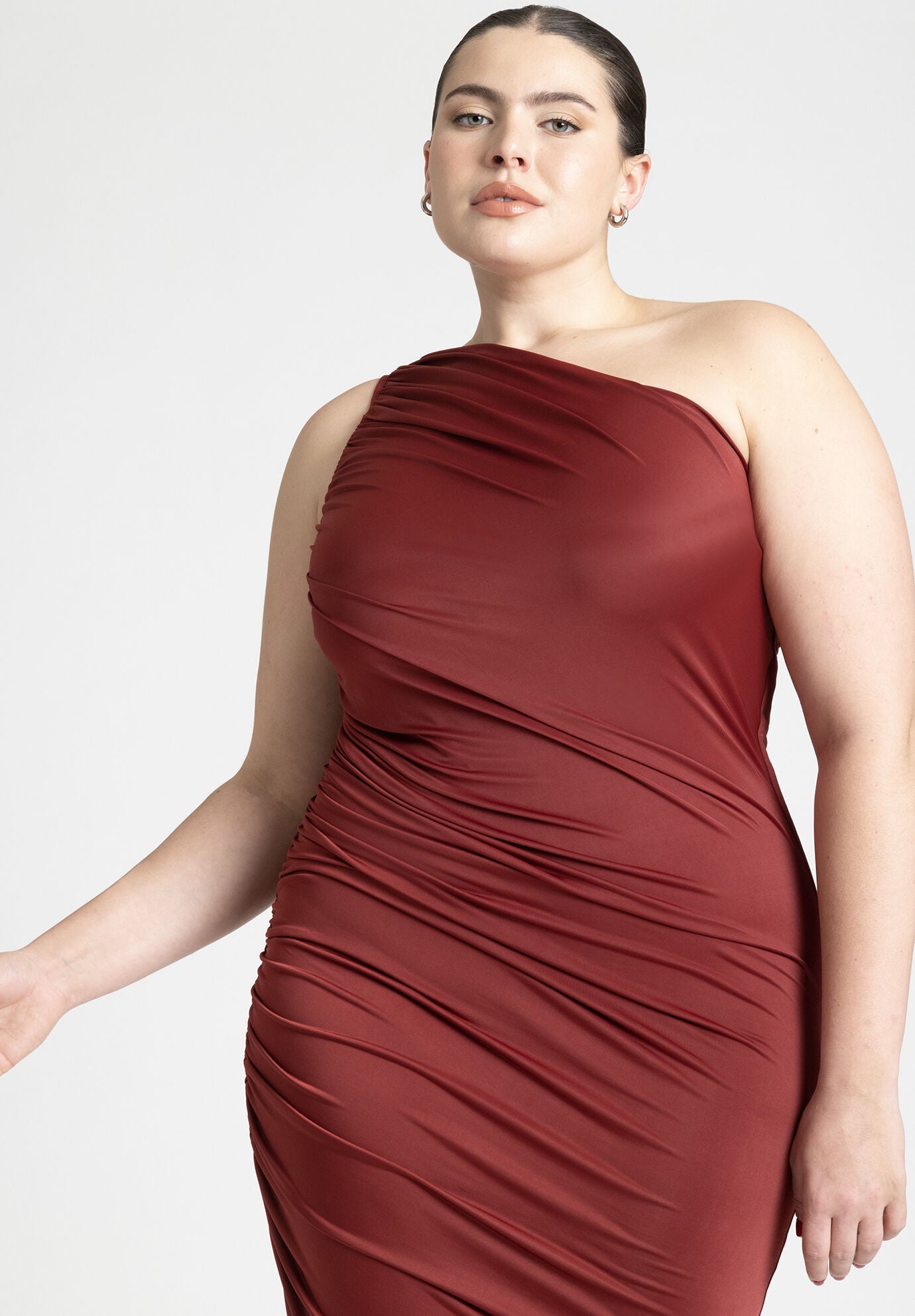 Sleeveless One Shoulder Ruched A-line Dress Orchid main image 0