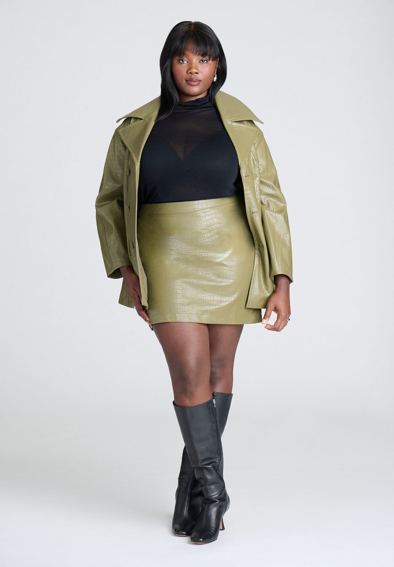 Croc leather mini skirt outlet