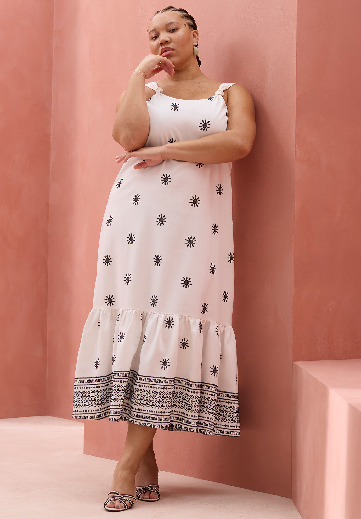 Plus Size Tank Embroidered Maxi Dress