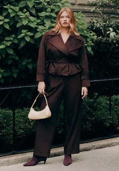 Faux Suede Wide Leg Pant