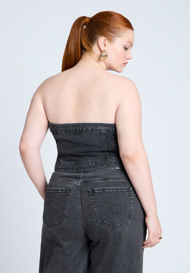 Denim Bustier, BLACK ONYX, on-hover image number null