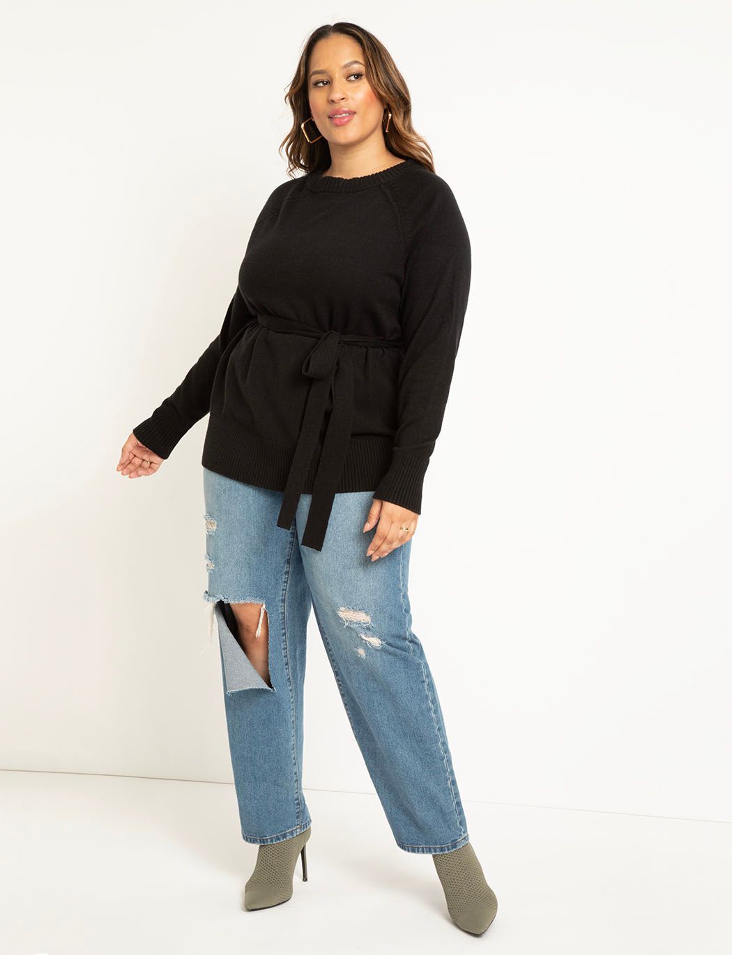 Plus size black outlet tunic sweater