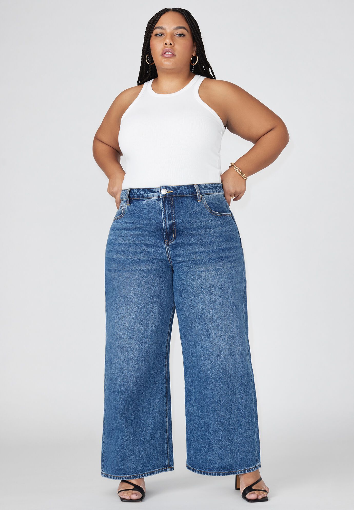 Plus Size Women The Yvette Rigid Wide Jean By ( Size 26 )