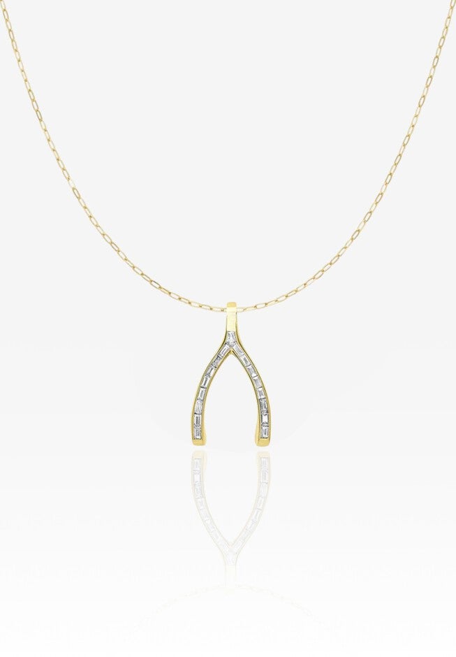 Nellie Wishbone Necklace, GOLD, hi-res image number null