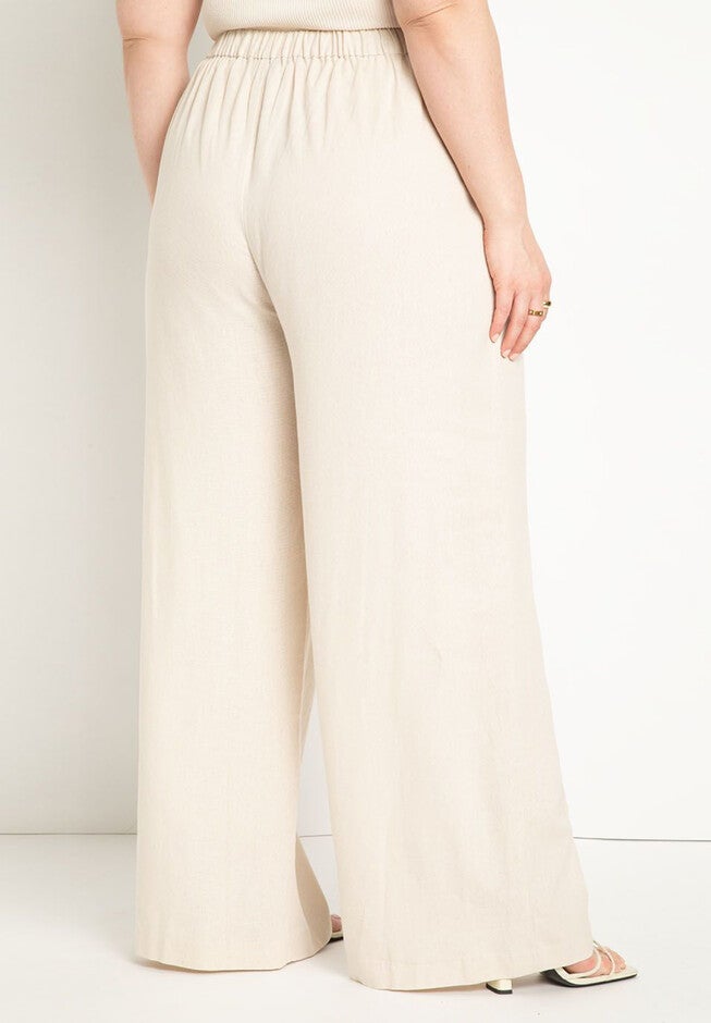 Wide Leg Linen Blend Pant, , alternate image number null