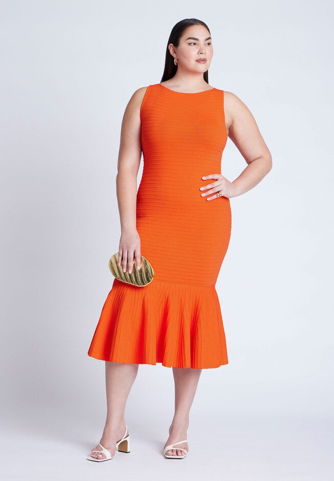 Ruffle Hem Dress, GOLDEN POPPY, alternate image number null