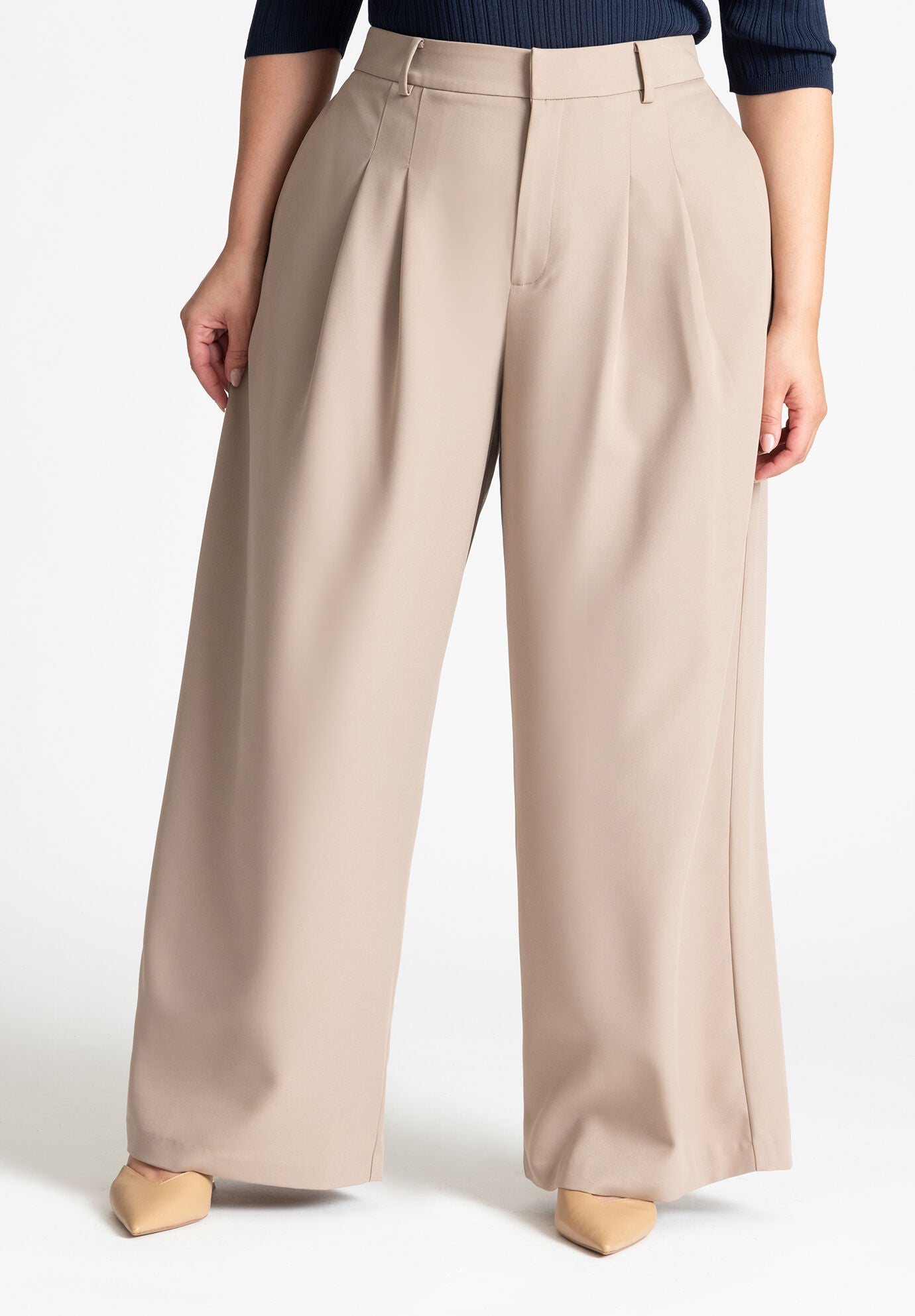 Matte Crepe Wide Leg Swing Pants main image 1